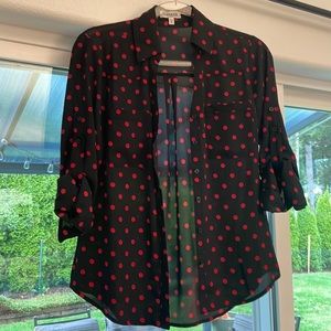 Black and red polka dot dress shirt